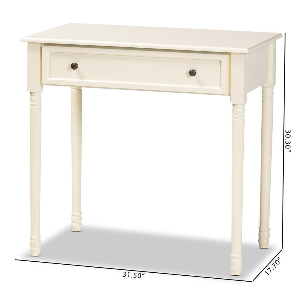 Mahler Classic and Traditional White Finished Wood 1-Drawer Console Table FredCo
