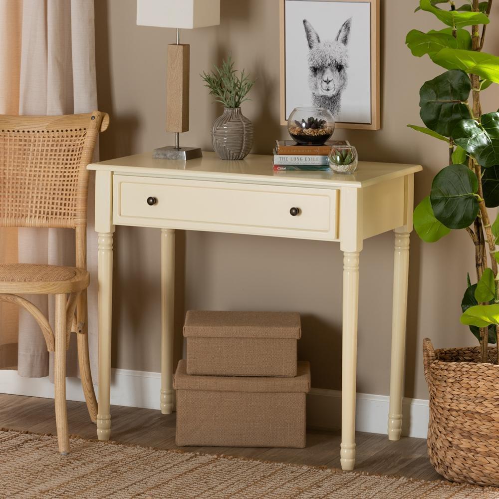Mahler Classic and Traditional White Finished Wood 1-Drawer Console Table FredCo