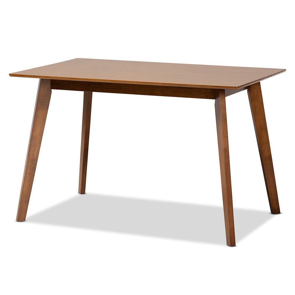 Maila Mid-Century Modern Transitional Walnut Brown Finished Wood Dining Table FredCo