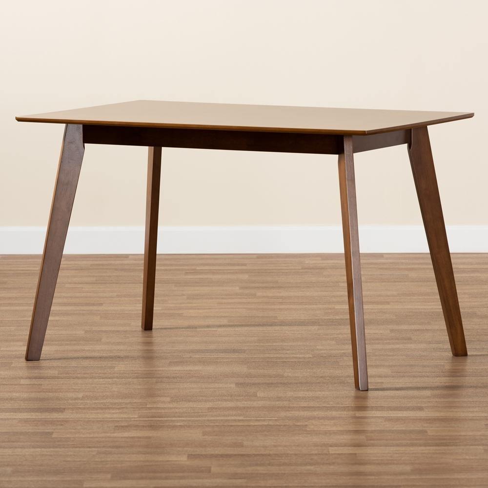Maila Mid-Century Modern Transitional Walnut Brown Finished Wood Dining Table FredCo