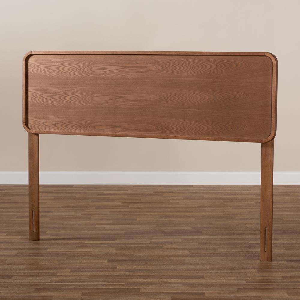 Mailene Mid-Century Modern Walnut Brown Finished Wood Queen Size Headboard FredCo