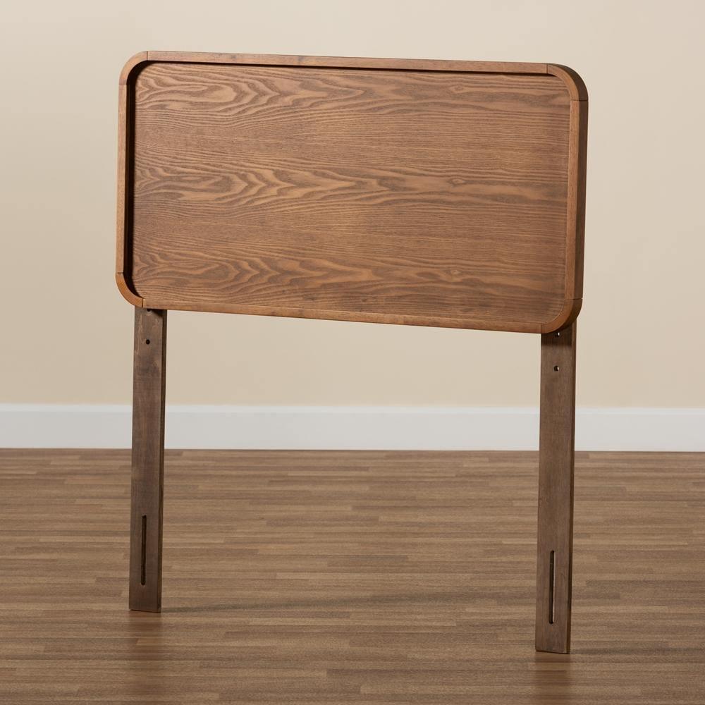 Mailene Mid-Century Modern Walnut Brown Finished Wood Twin Size Headboard FredCo