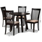 Maisie Modern and Contemporary Sand Fabric Upholstered and Dark Brown Finished Wood 5-Piece Dining Set FredCo