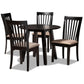 Maisie Modern and Contemporary Sand Fabric Upholstered and Dark Brown Finished Wood 5-Piece Dining Set FredCo