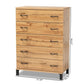 Maison Modern and Contemporary Oak Brown Finished Wood 5-Drawer Storage Chest FredCo