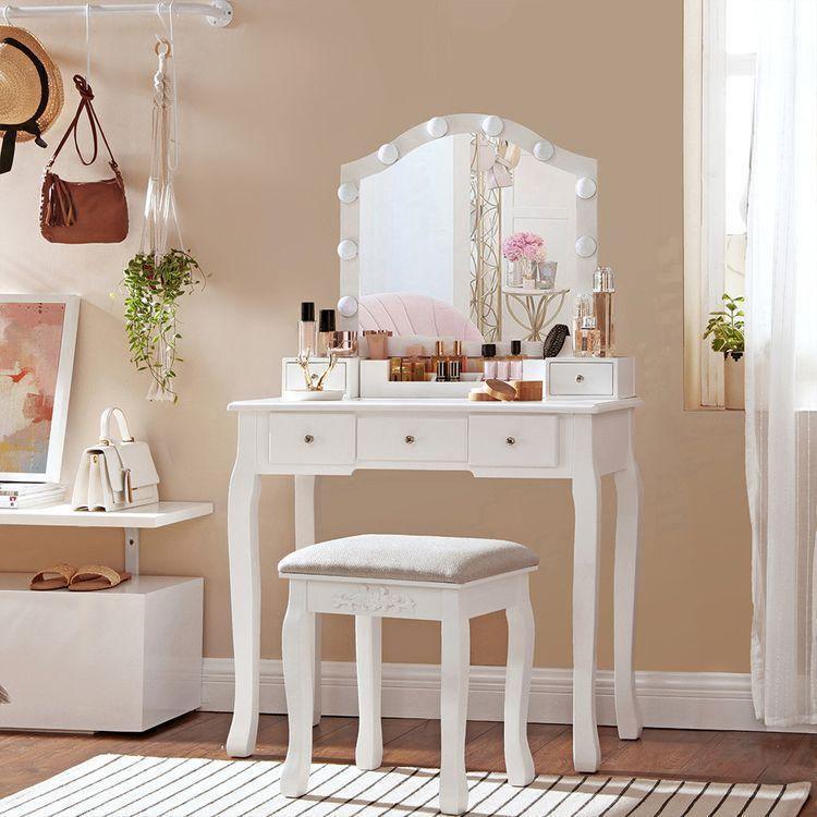 Makeup Vanity Set White with lights FredCo