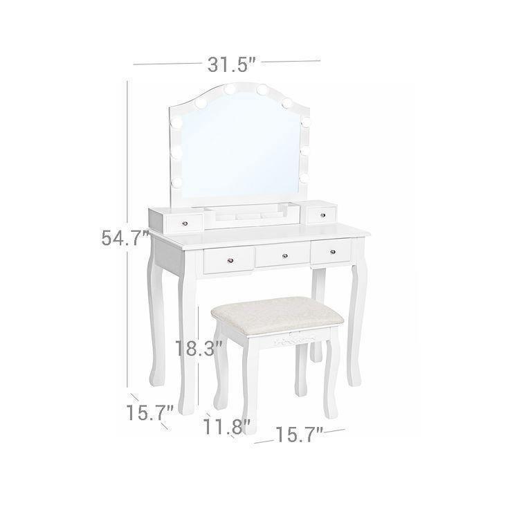 Makeup Vanity Set White with lights FredCo