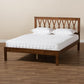 Malene Mid-Century Modern Walnut Finished Wood Queen Size Platform Bed FredCo