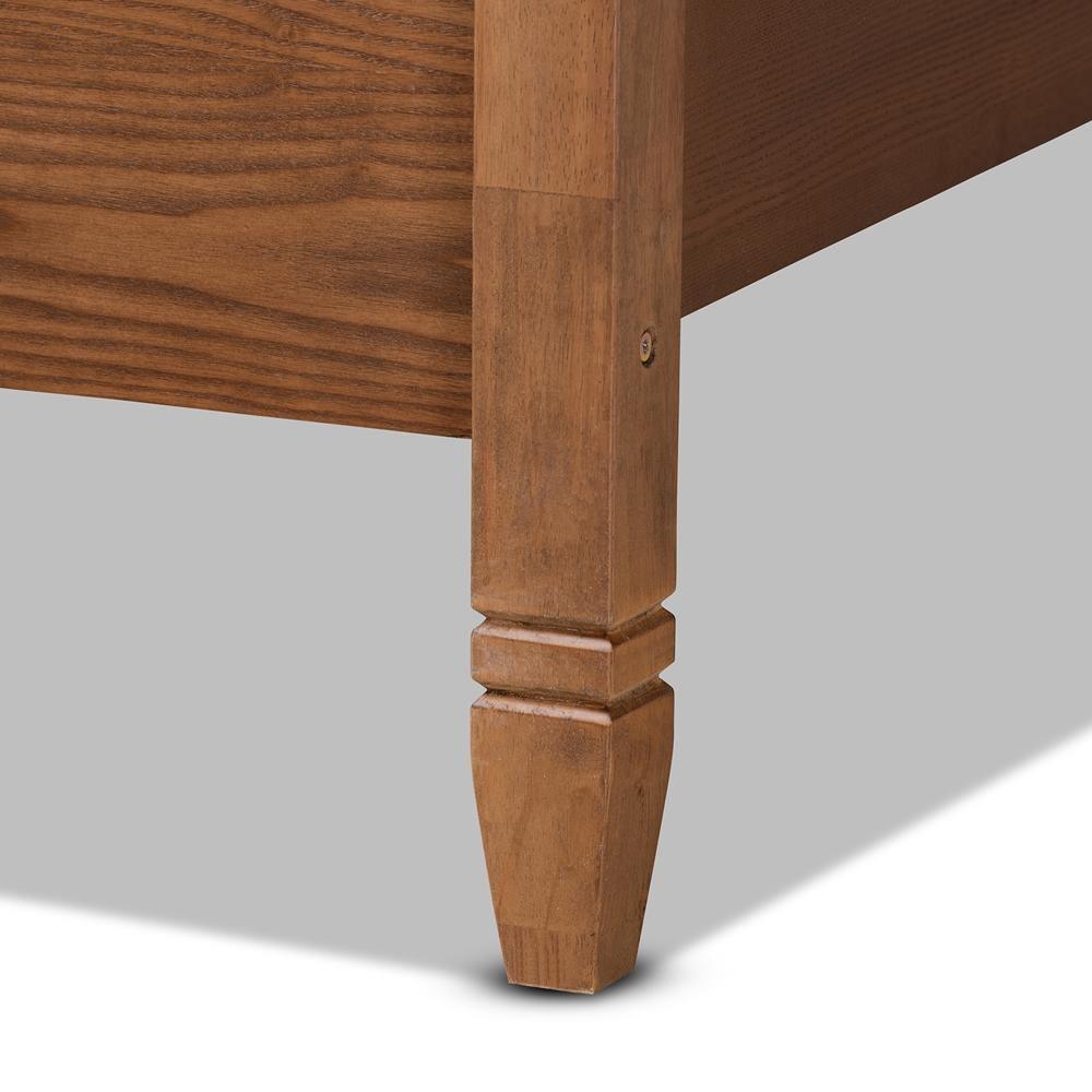 Malia Modern and Contemporary Walnut Brown Finished Wood and Synthetic Rattan King Size Canopy Bed FredCo