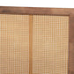 Malia Modern and Contemporary Walnut Brown Finished Wood and Synthetic Rattan Queen Size Canopy Bed FredCo