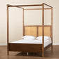 Malia Modern and Contemporary Walnut Brown Finished Wood and Synthetic Rattan Queen Size Canopy Bed FredCo