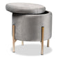 Malina Contemporary Glam and Luxe Grey Velvet Fabric Upholstered and Gold Finished Metal Storage Ottoman FredCo