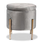 Malina Contemporary Glam and Luxe Grey Velvet Fabric Upholstered and Gold Finished Metal Storage Ottoman FredCo