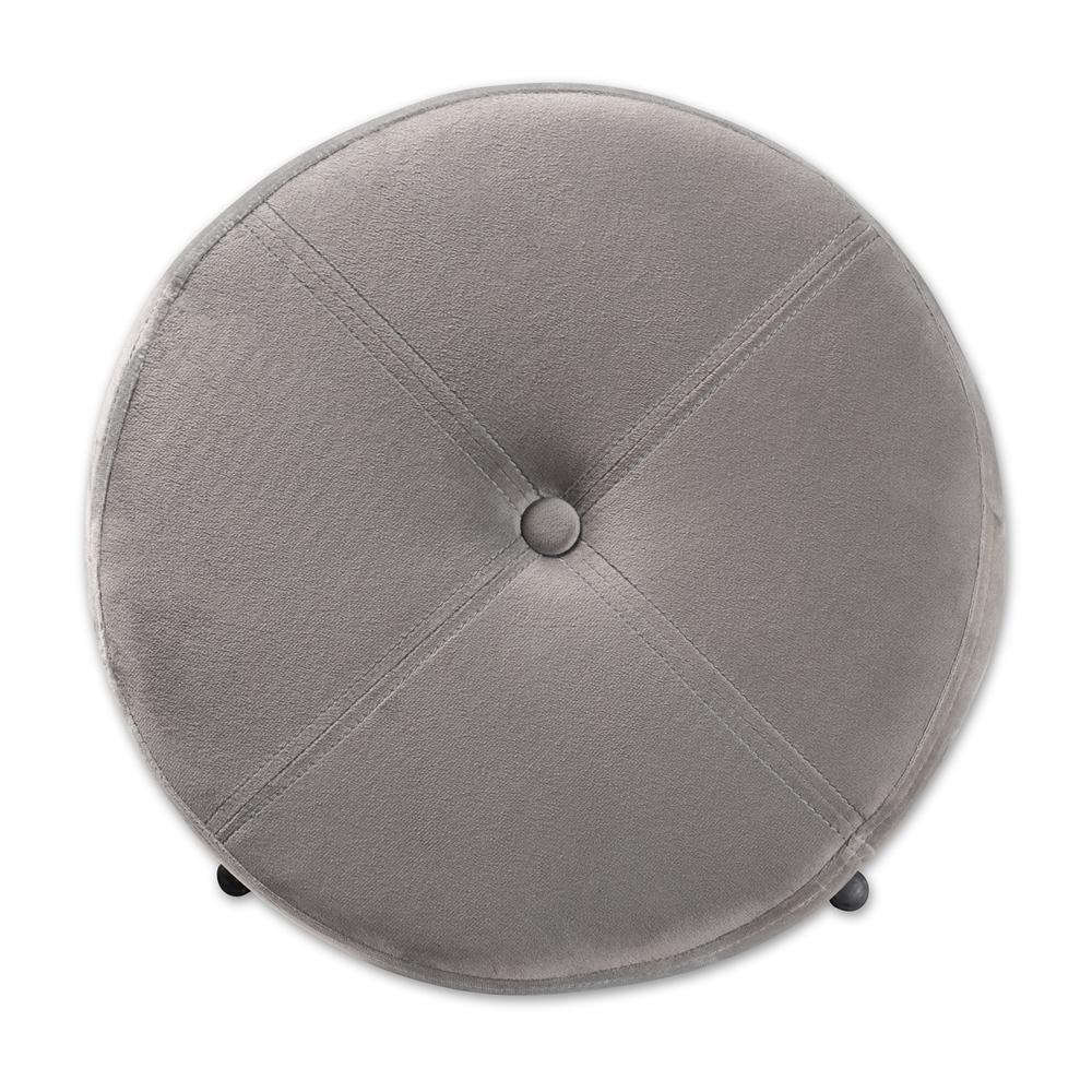 Malina Contemporary Glam and Luxe Grey Velvet Fabric Upholstered and Gold Finished Metal Storage Ottoman FredCo