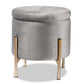 Malina Contemporary Glam and Luxe Grey Velvet Fabric Upholstered and Gold Finished Metal Storage Ottoman FredCo
