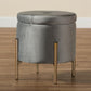 Malina Contemporary Glam and Luxe Grey Velvet Fabric Upholstered and Gold Finished Metal Storage Ottoman FredCo