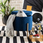 Malina Contemporary Glam and Luxe Navy Blue Velvet Fabric Upholstered and Gold Finished Metal Storage Ottoman FredCo