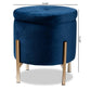 Malina Contemporary Glam and Luxe Navy Blue Velvet Fabric Upholstered and Gold Finished Metal Storage Ottoman FredCo