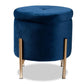 Malina Contemporary Glam and Luxe Navy Blue Velvet Fabric Upholstered and Gold Finished Metal Storage Ottoman FredCo