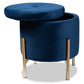 Malina Contemporary Glam and Luxe Navy Blue Velvet Fabric Upholstered and Gold Finished Metal Storage Ottoman FredCo