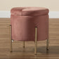 Malina Contemporary Glam and Luxe Pink Velvet Fabric Upholstered and Gold Finished Metal Storage Ottoman FredCo