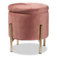 Malina Contemporary Glam and Luxe Pink Velvet Fabric Upholstered and Gold Finished Metal Storage Ottoman FredCo