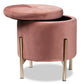 Malina Contemporary Glam and Luxe Pink Velvet Fabric Upholstered and Gold Finished Metal Storage Ottoman FredCo