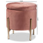 Malina Contemporary Glam and Luxe Pink Velvet Fabric Upholstered and Gold Finished Metal Storage Ottoman FredCo