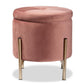 Malina Contemporary Glam and Luxe Pink Velvet Fabric Upholstered and Gold Finished Metal Storage Ottoman FredCo