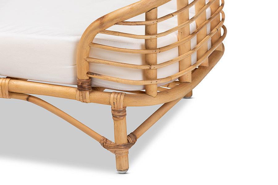 Malino Modern Bohemian Natural Brown Rattan Pet Bed with Cushion FredCo