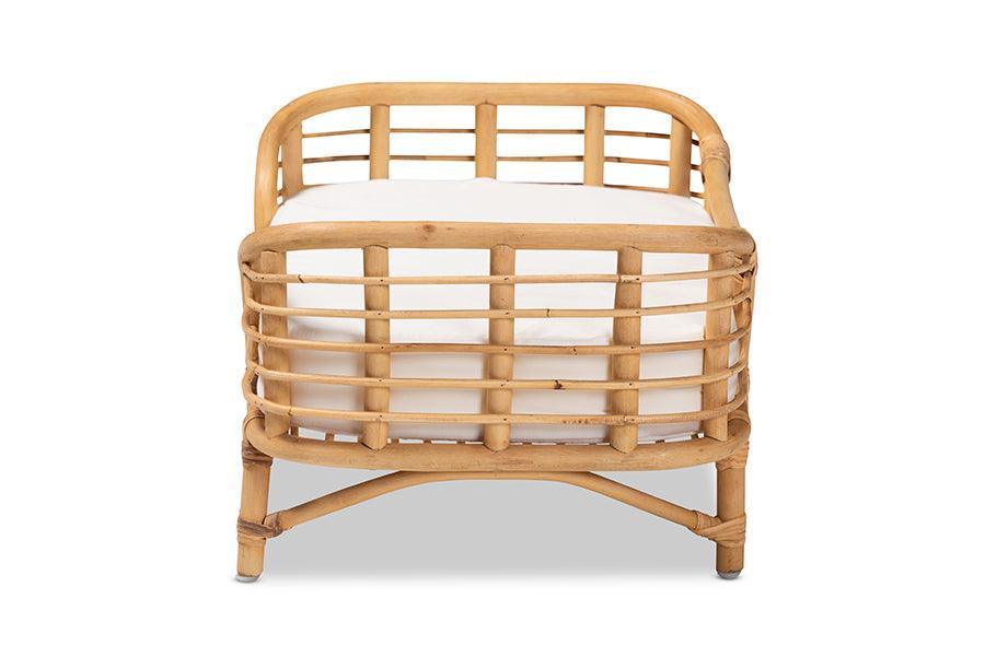 Malino Modern Bohemian Natural Brown Rattan Pet Bed with Cushion FredCo