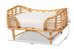 Malino Modern Bohemian Natural Brown Rattan Pet Bed with Cushion FredCo