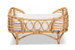 Malino Modern Bohemian Natural Brown Rattan Pet Bed with Cushion FredCo
