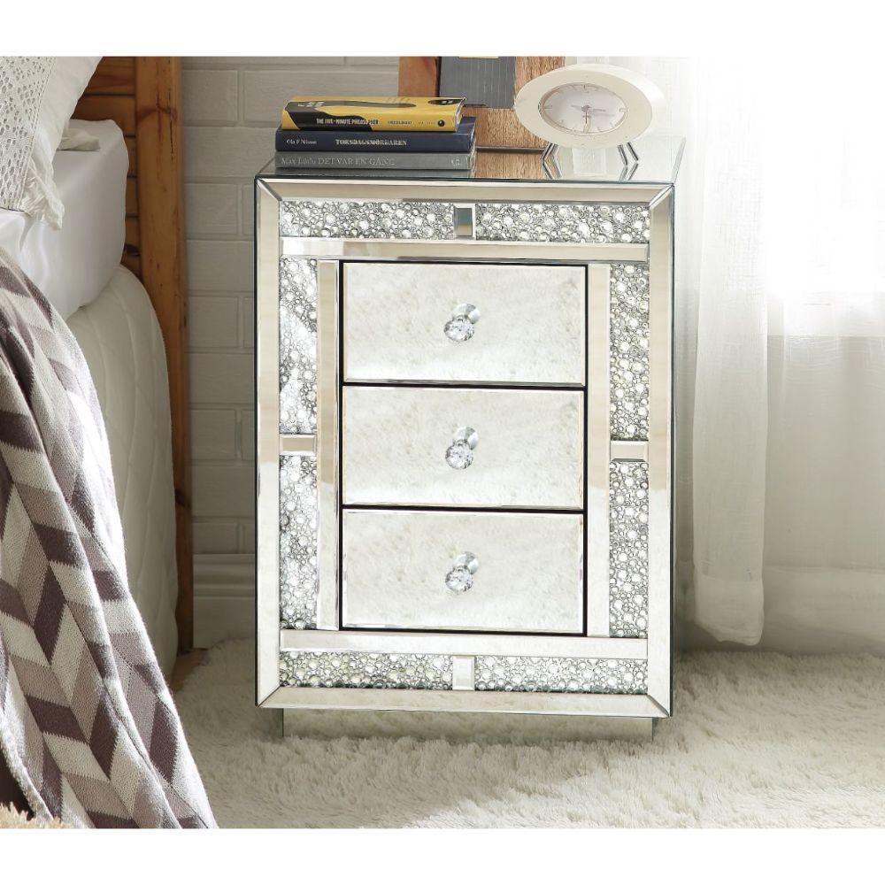 Mallika Accent Table Mirrored & Faux Crystals FredCo