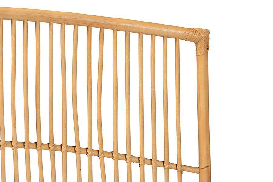 Malvina Modern Bohemian Natural Brown Rattan Queen Size Wall-mount Headboard FredCo