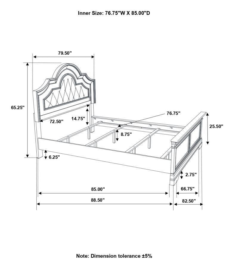 Manchester Bedroom Set with Upholstered Arched Headboard Wheat Coaster California King, 5 Piece FredCo