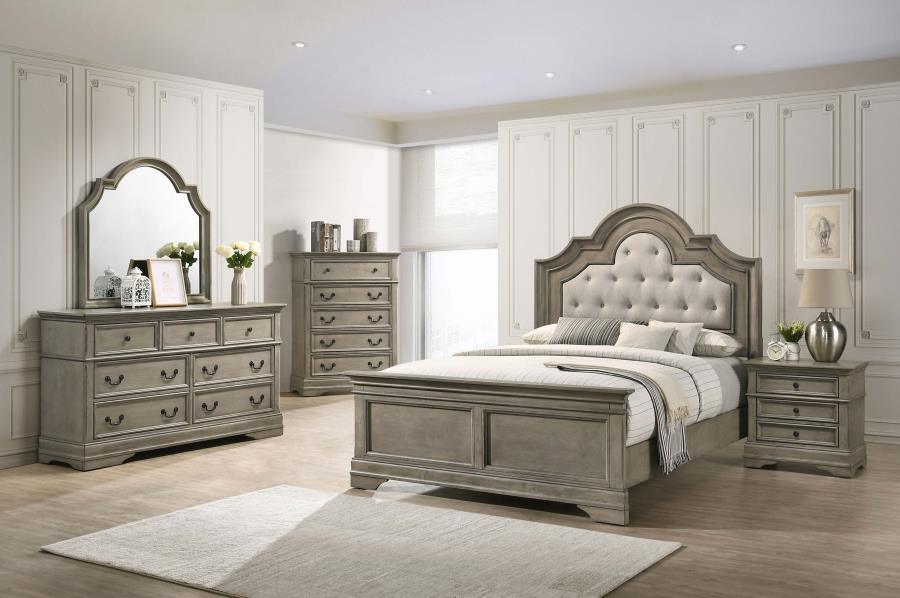 Manchester Bedroom Set with Upholstered Arched Headboard Wheat Coaster Eastern King, 5 Piece FredCo