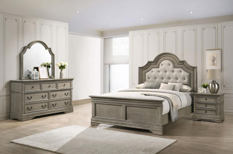 Manchester Bedroom Set with Upholstered Arched Headboard Wheat Coaster Queen, 4 Piece FredCo