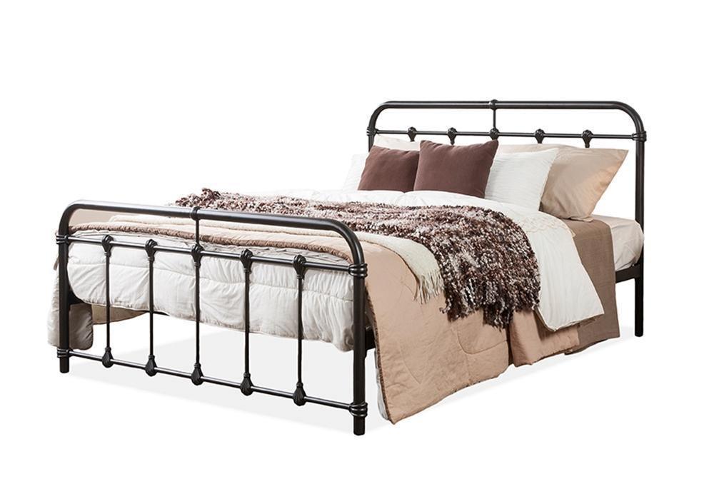Mandy Chic Vintage Antique Dark Bronze Full Size Iron Metal Platform Bed FredCo