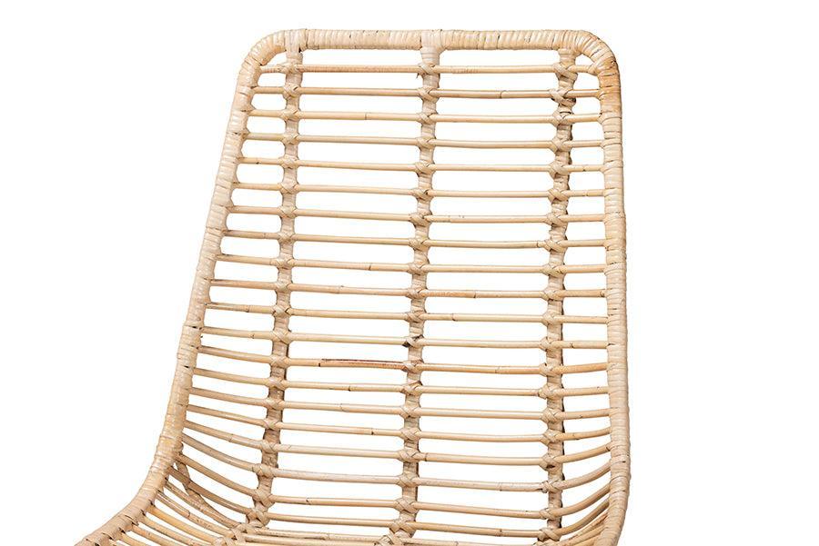 Manhattan Modern Bohemian Natural Brown Rattan and Black Metal Dining Chair FredCo