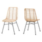 Manhattan Modern Bohemian Natural Brown Rattan and Black Metal Dining Chair FredCo