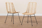 Manhattan Modern Bohemian Natural Brown Rattan and Black Metal Dining Chair FredCo