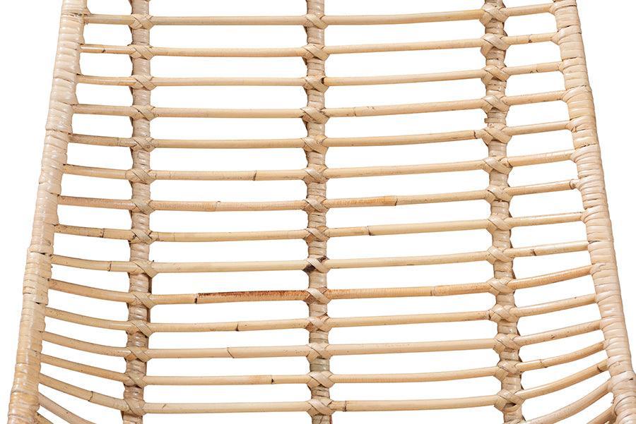 Manhattan Modern Bohemian Natural Brown Rattan and Black Metal Dining Chair FredCo