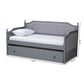Mara Classic and Traditional Grey Fabric Upholstered Grey Finished Wood Twin Size Daybed with Trundle FredCo