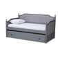 Mara Classic and Traditional Grey Fabric Upholstered Grey Finished Wood Twin Size Daybed with Trundle FredCo