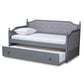 Mara Classic and Traditional Grey Fabric Upholstered Grey Finished Wood Twin Size Daybed with Trundle FredCo