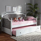 Mara Classic and Traditional Grey Fabric Upholstered White Finished Wood Twin Size Daybed with Trundle FredCo