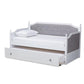 Mara Classic and Traditional Grey Fabric Upholstered White Finished Wood Twin Size Daybed with Trundle FredCo