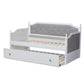 Mara Classic and Traditional Grey Fabric Upholstered White Finished Wood Twin Size Daybed with Trundle FredCo