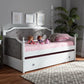 Mara Classic and Traditional Grey Fabric Upholstered White Finished Wood Twin Size Daybed with Trundle FredCo